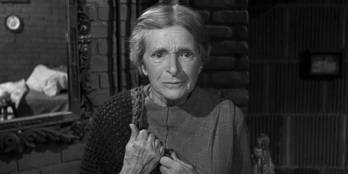 Gladys Cooper with a blank look on her face in The Twilight Zone