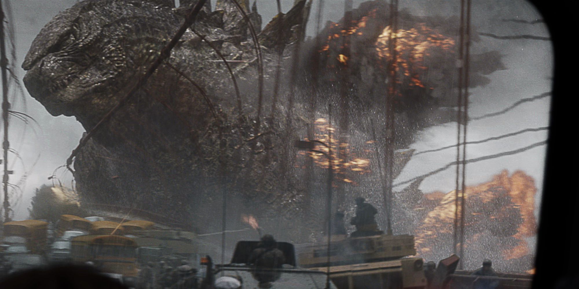 Godzilla destroying a bridge in Godzilla 2014