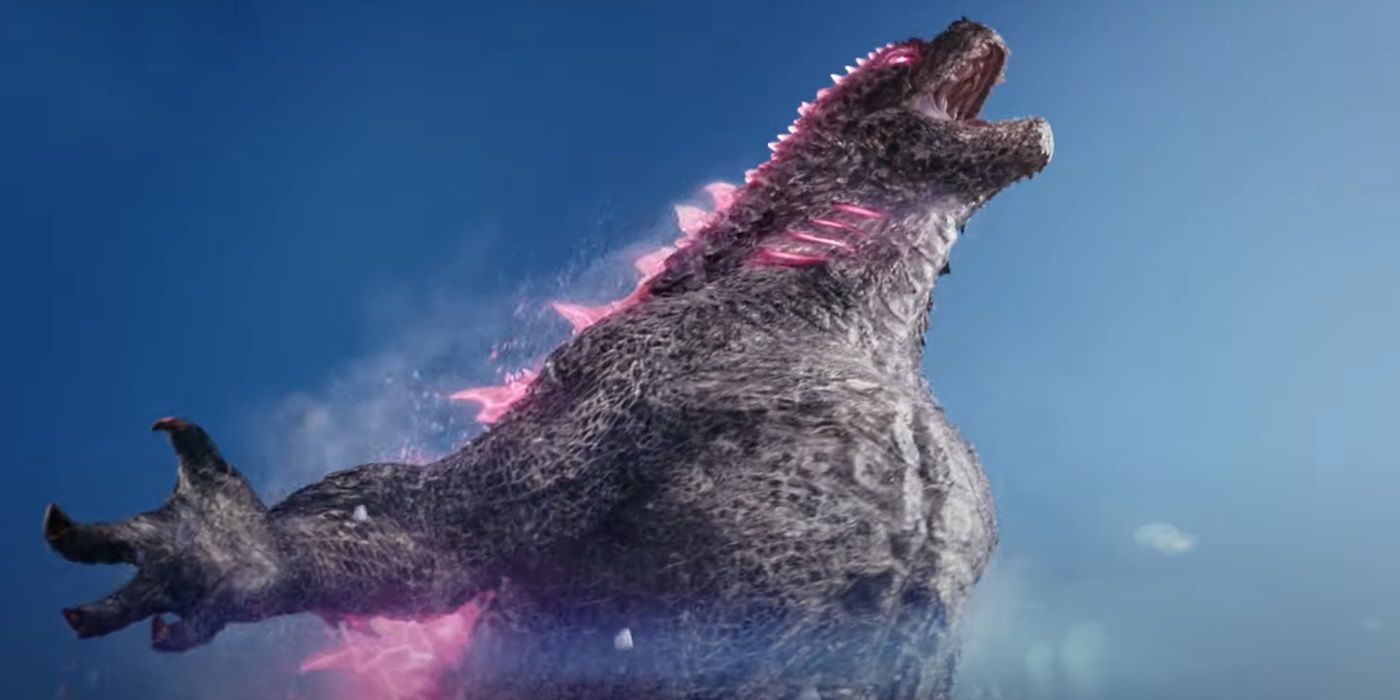 Godzilla roars toward the sky in Godzilla x Kong: The New Empire