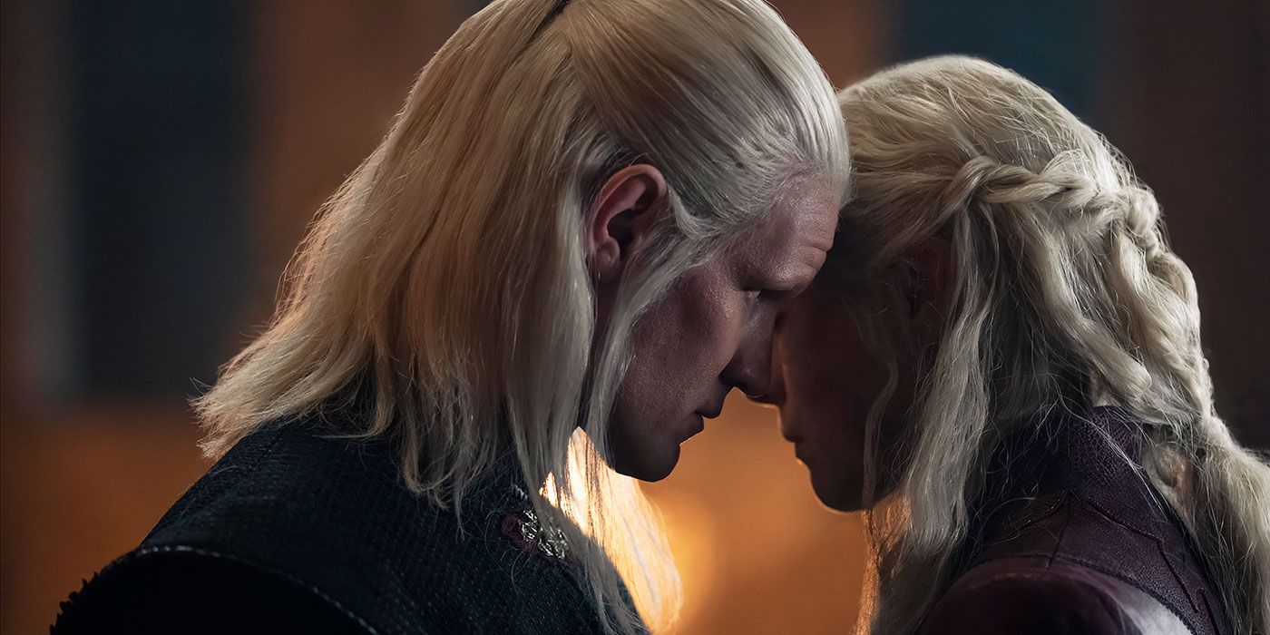 Matt Smith as Daemon Targaryen and Emma D'Arcy as Rhaenyra Targaryen in House of the Dragon Season 2
