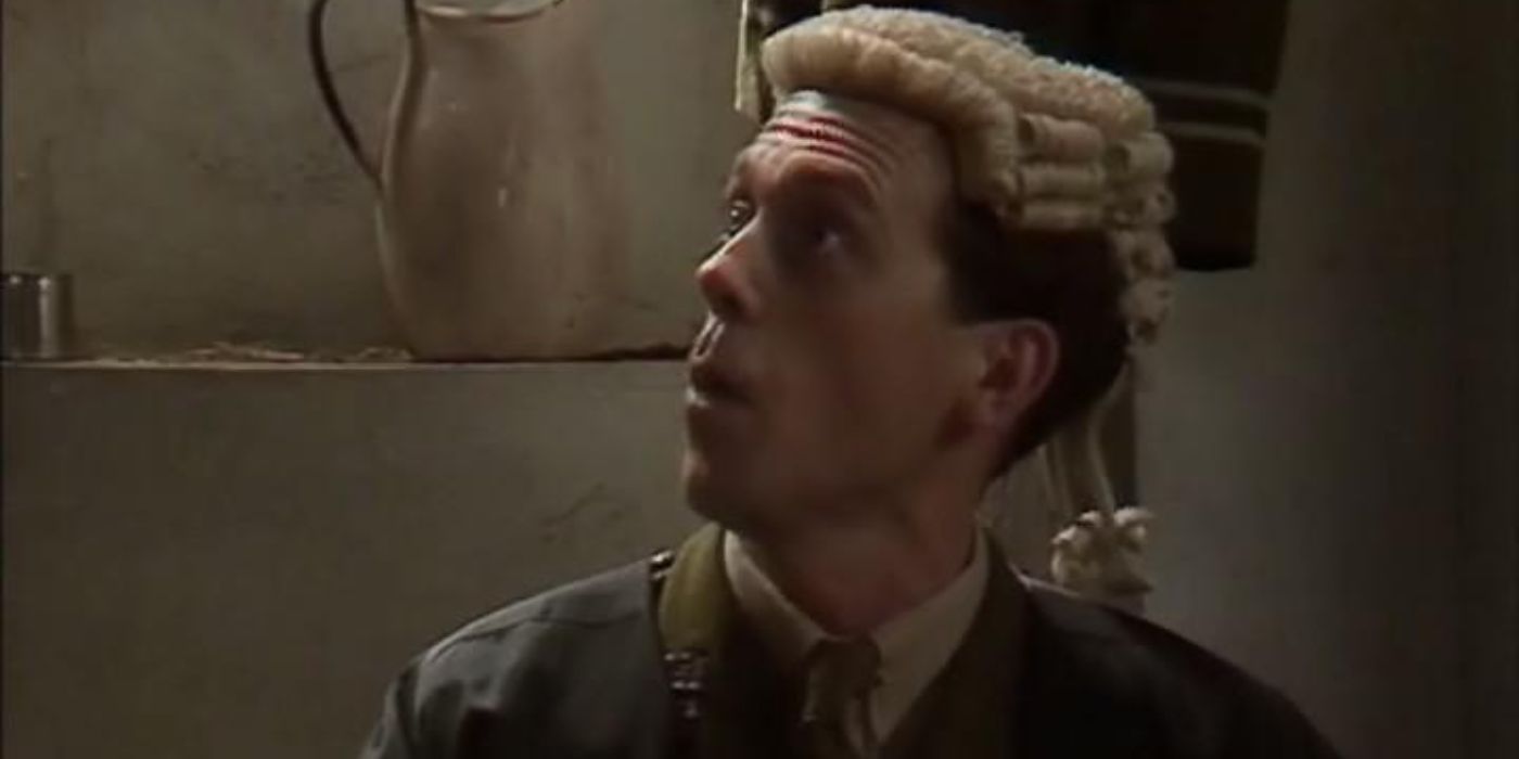 Hugh Laurie in a military uniform and powdered wig in 'Blackadder Goes Forth' 