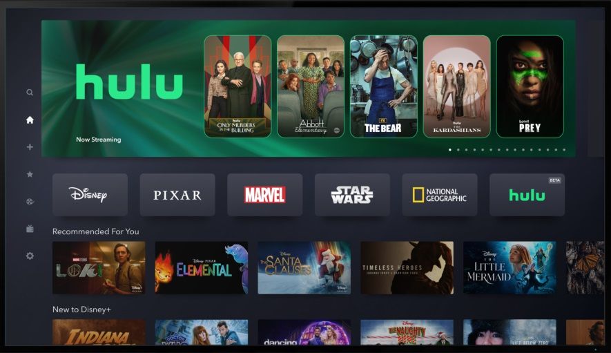 Capture d'écran du portail Hulu Hub en direct sur Disney+