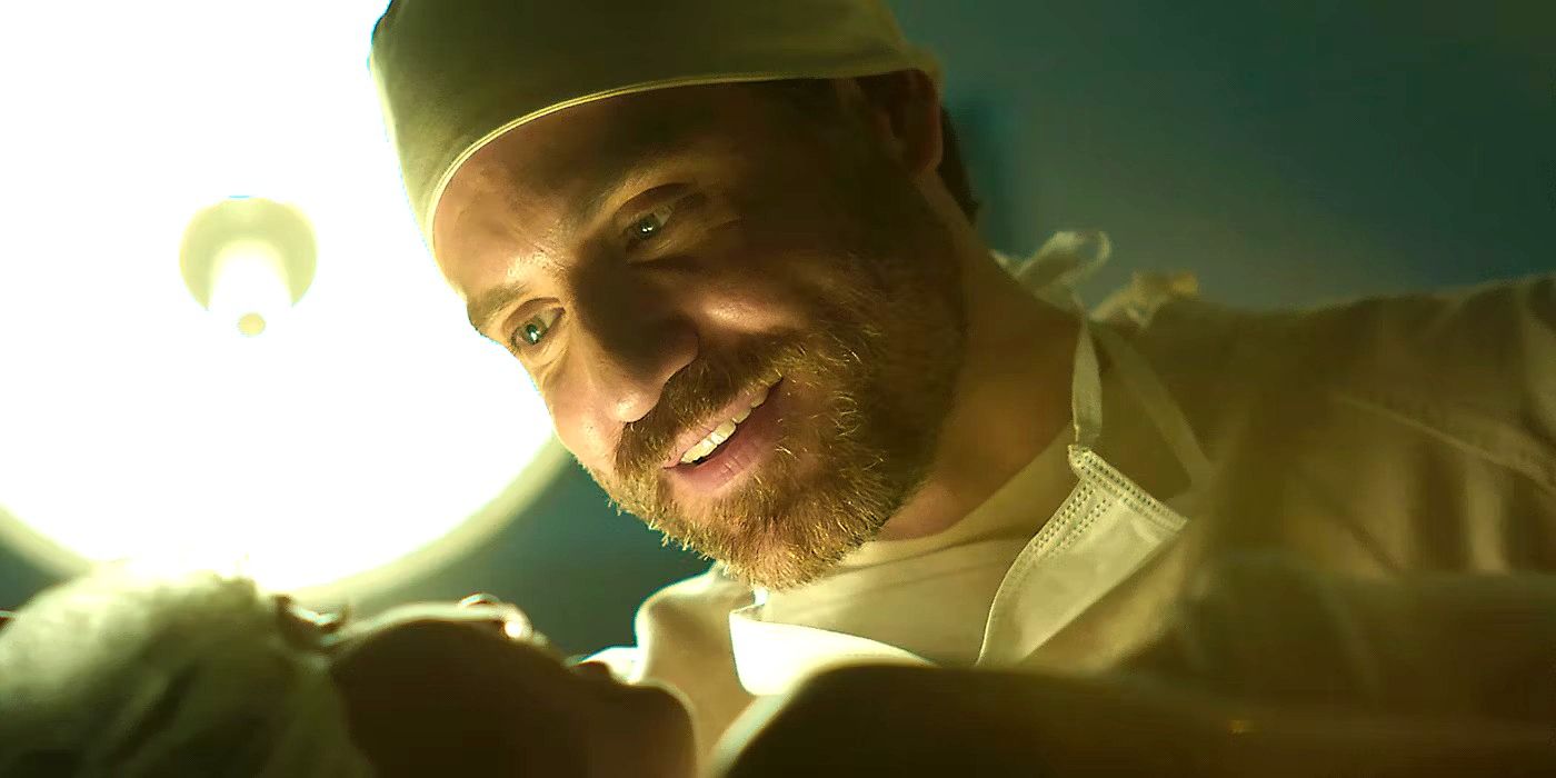 Edgar Ramírez as Paolo Macchiarini leans over a patient in Dr. Death Season 2. 