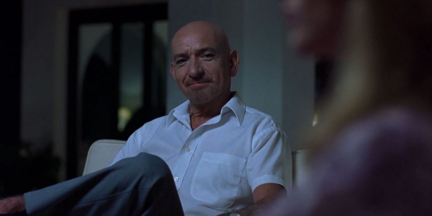 Ben Kingsley as Don Logan sitting in a chair in Sexy Beast