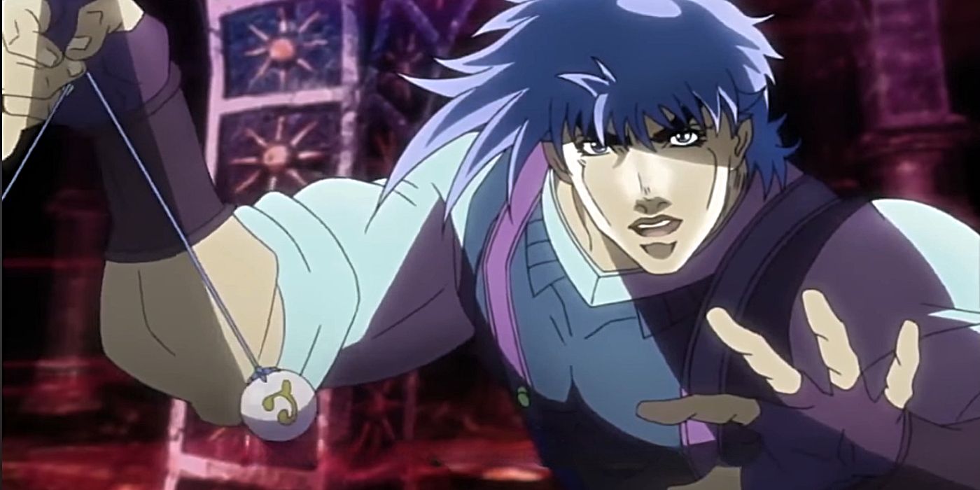 Joseph Joestar using his clacker ball weapon in Jojo's Bizarre Adventure: Battle Tendency