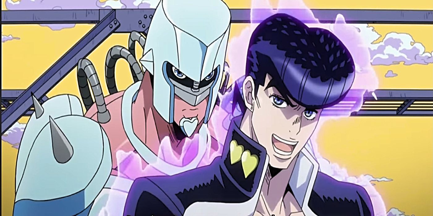 Josuke Higashikata with his Stand Crazy Diamond in Jojo's Bizarre Adventure: Diamond is Unbreakable