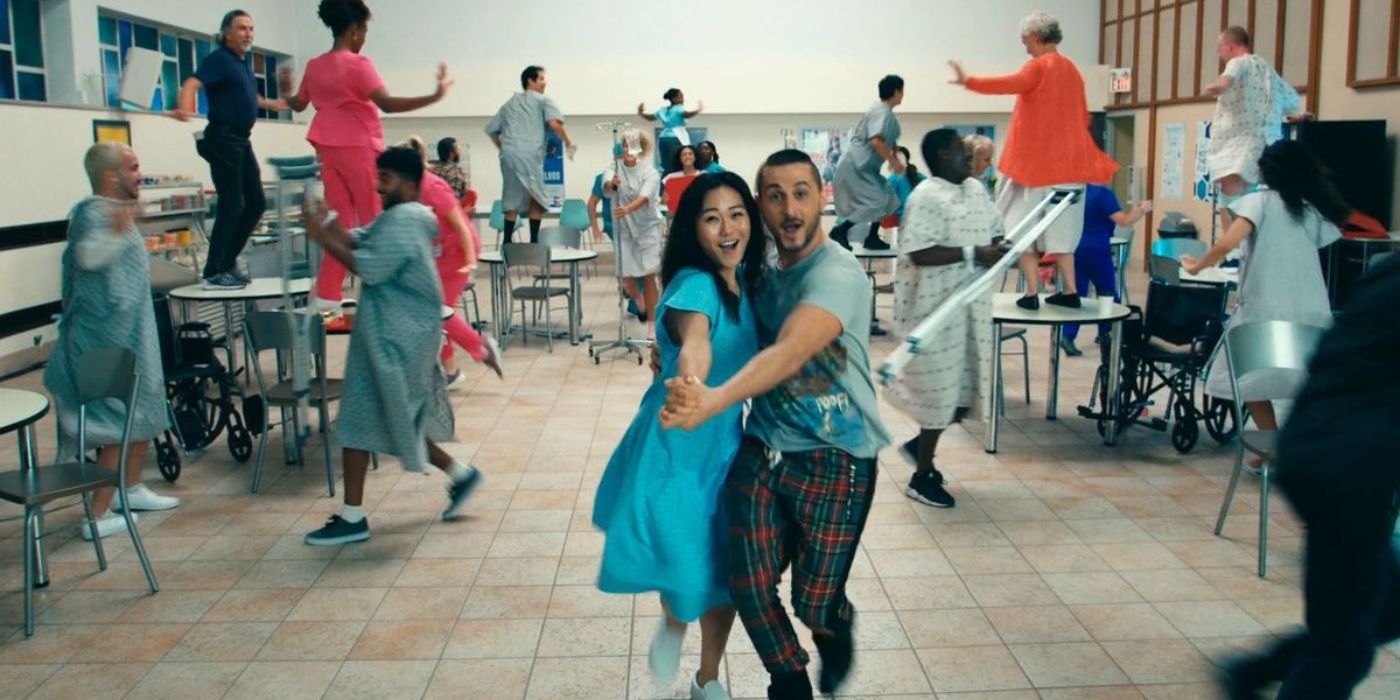 Karen Fukuhara and Tomer Capone as Kimiko and Frenchie dancing in The Boys