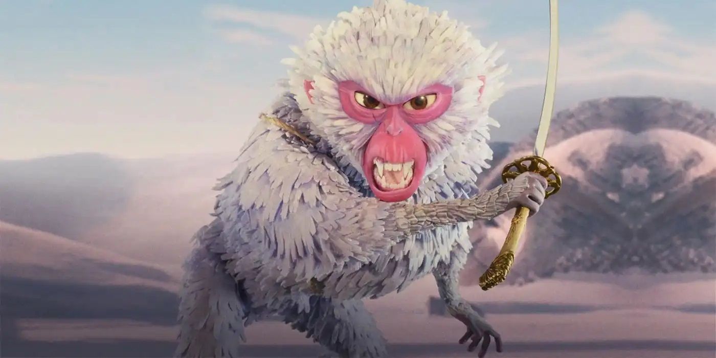Monkey wielding the Sword Unbreakable in Kubo and the Two Strings