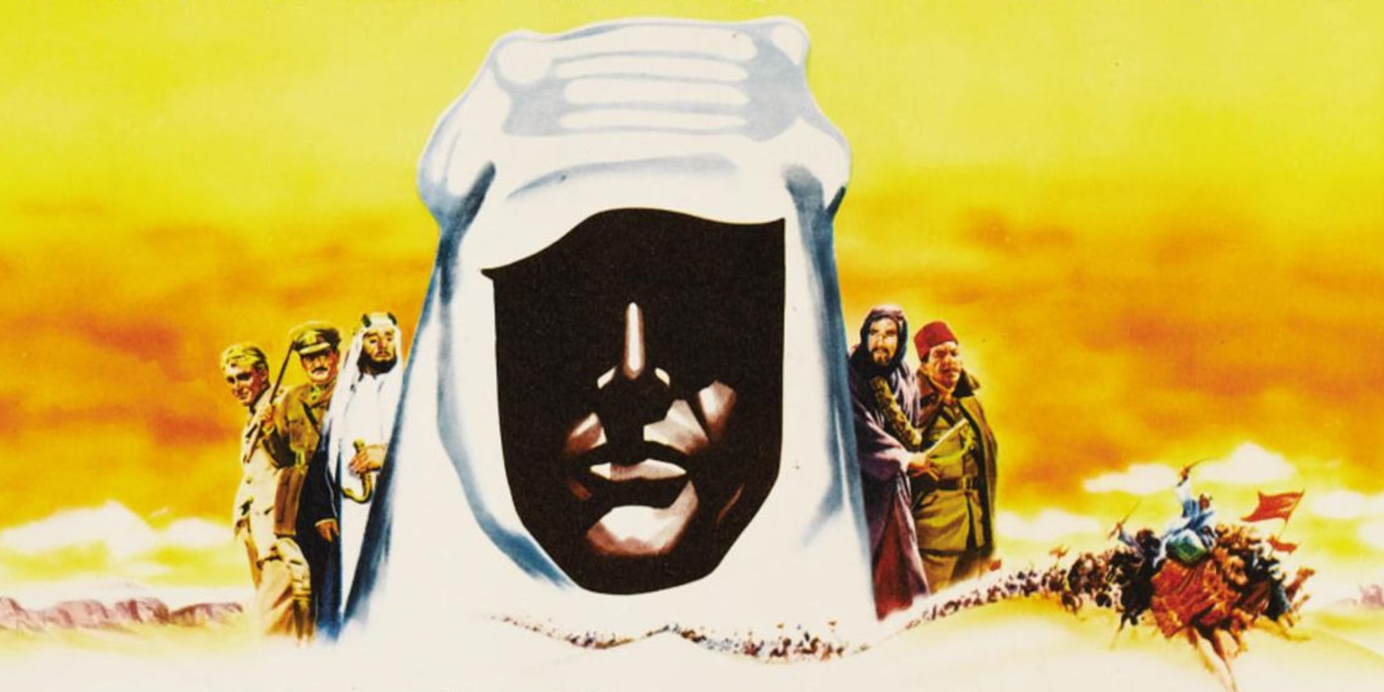 Lawrence of Arabia movie poster with a man's face heavily silhouetted