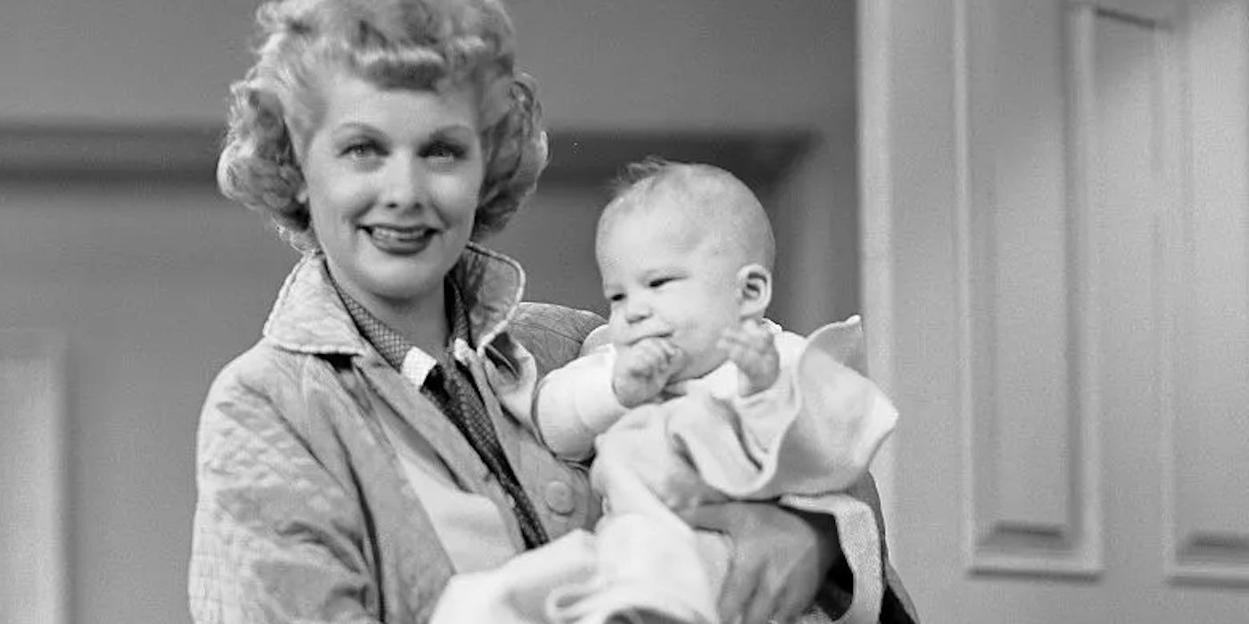 Lucy Ricardo (Lucille Ball) with Little Ricky on 'I Love Lucy'