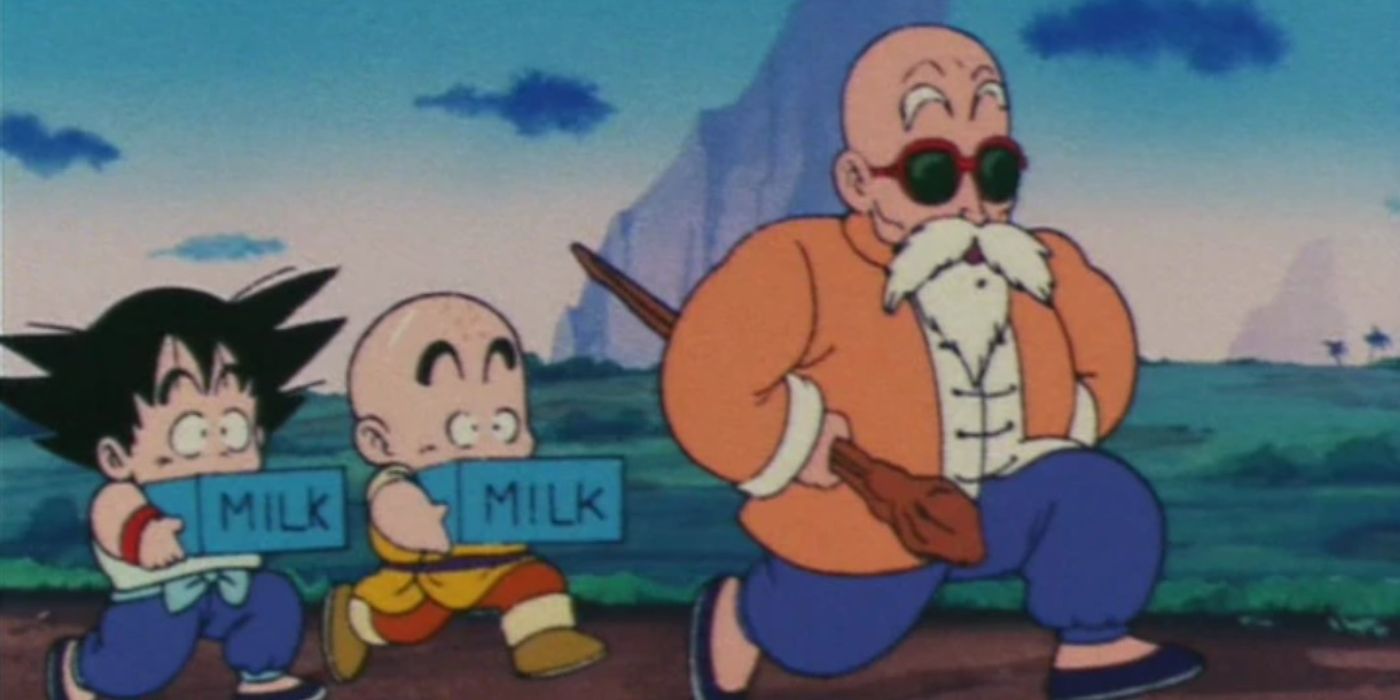 Master Roshi training Goku and Krillin in 'Dragon Ball'