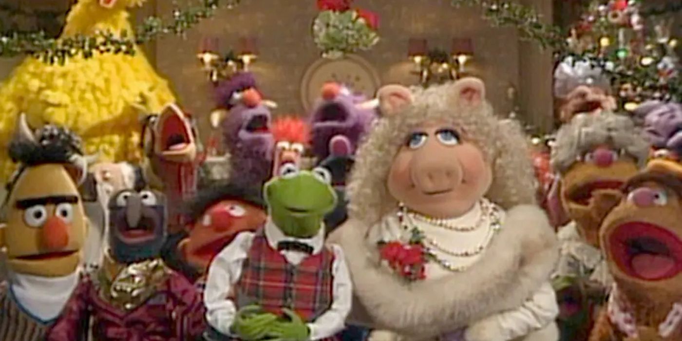 The cast of A Muppet Family Christmas