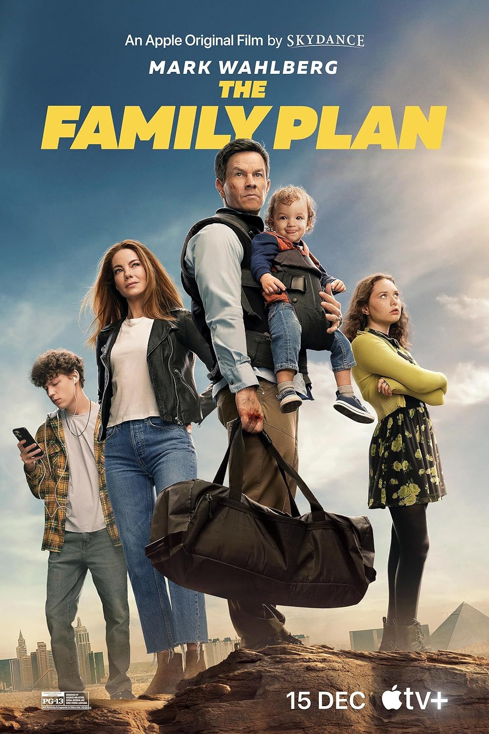 Mark Wahlberg and Michelle Monaghan on the poster for The Family Plan