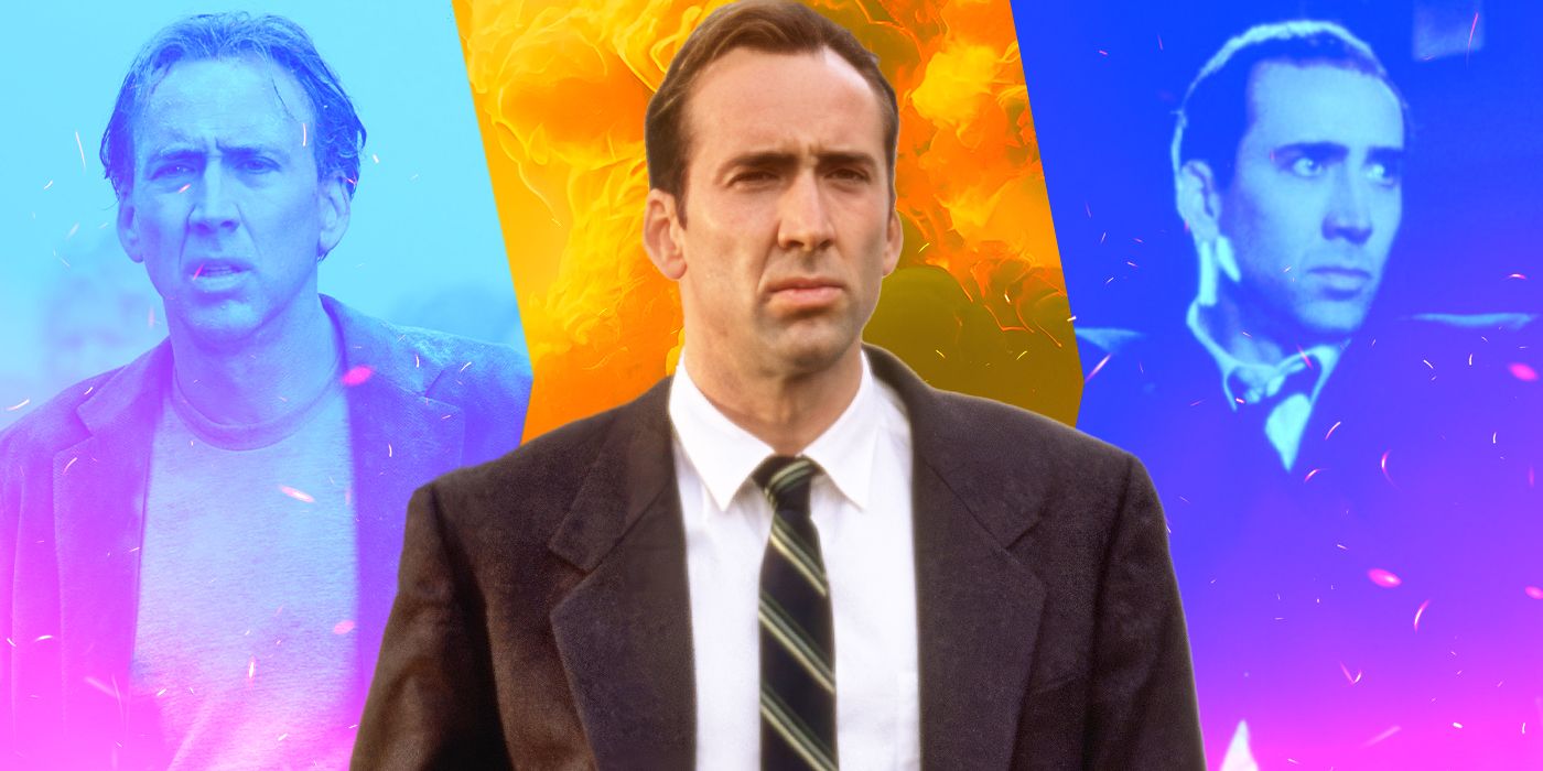Custom image showing Nicolas Cage in three different movies against a blue and orange background