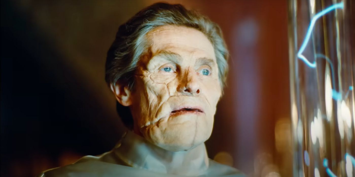 Dr. Godwin Baxter (Willem Dafoe) watching his experiment in Poor Things