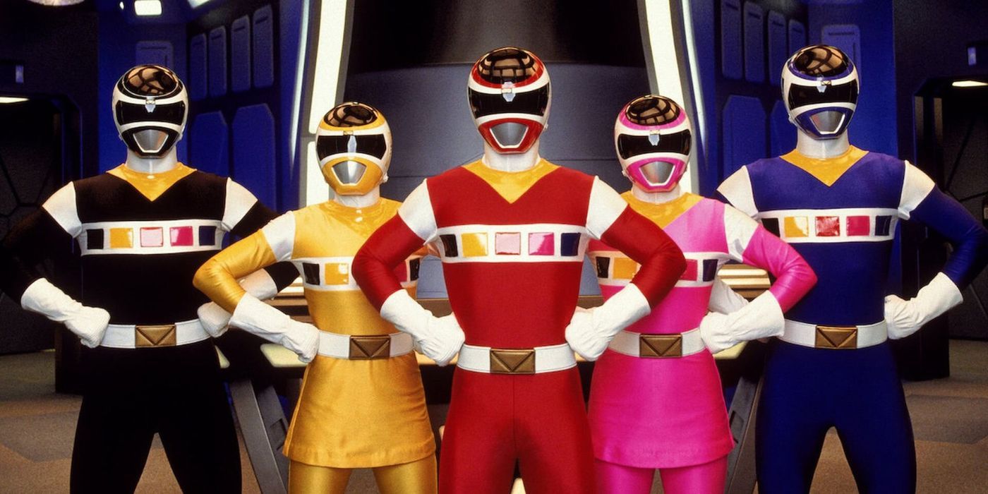 The Rangers posing with their hands on their hips in Power Rangers in Space