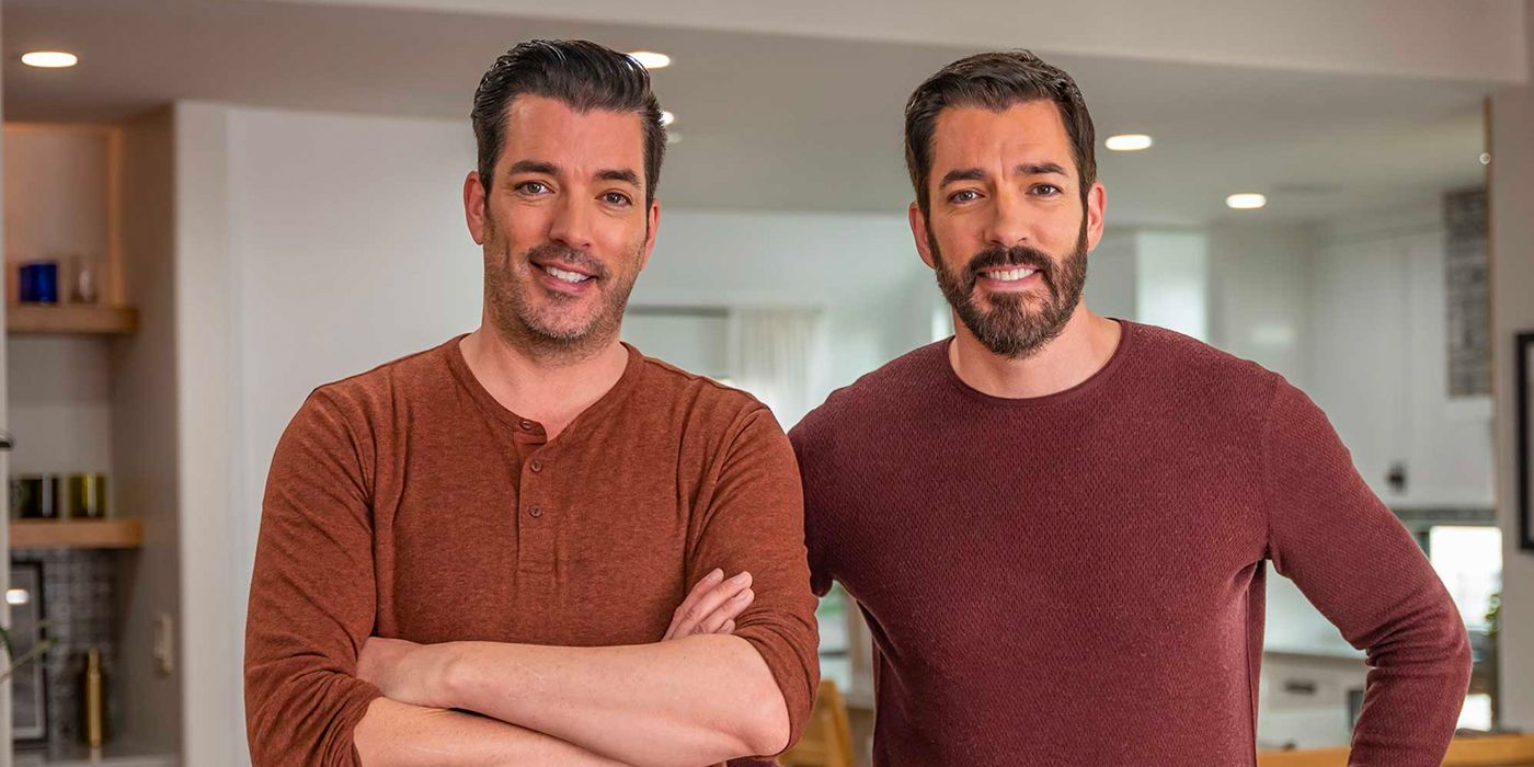Property Brothers Drew and Jonathan Scott all smiles while posing for a promotional still.