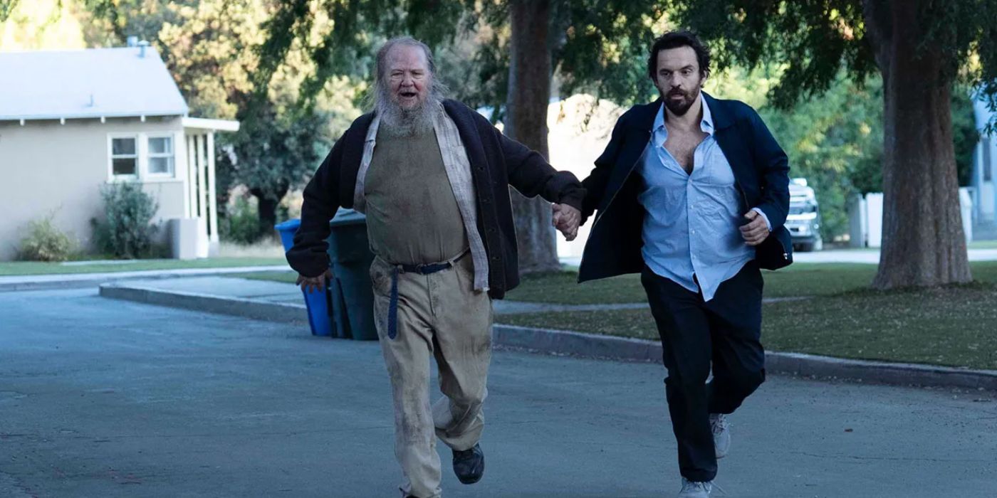Jake Johnson and Bill Wiff in 'Self Reliance'