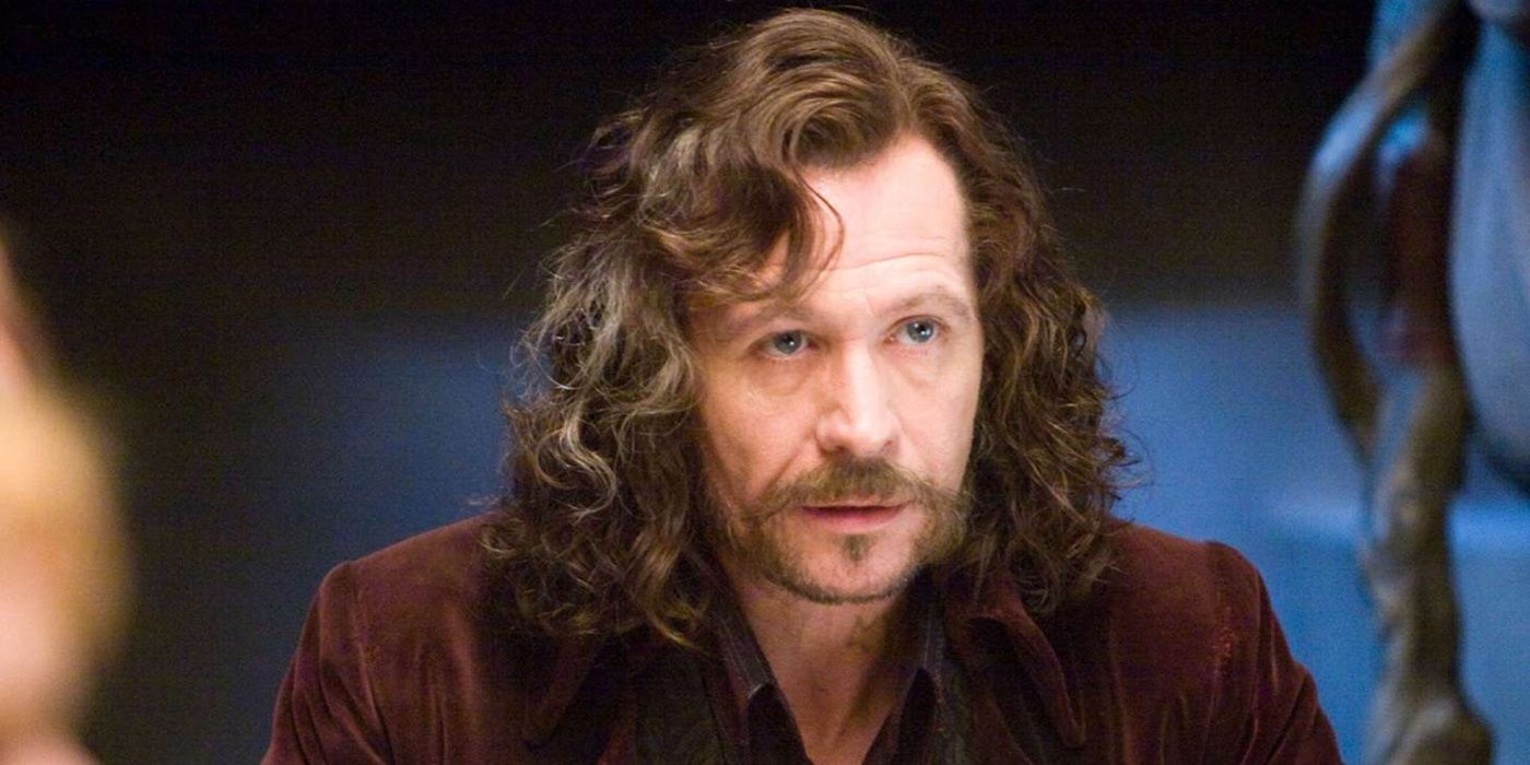 Gary Oldman as Sirius Black looking at a person offscreen in the Harry Potter franchise