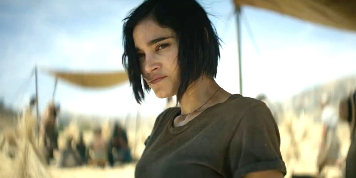 Sofia Boutella as Kora looking intently in Rebel Moon Part 2: The Scargiver