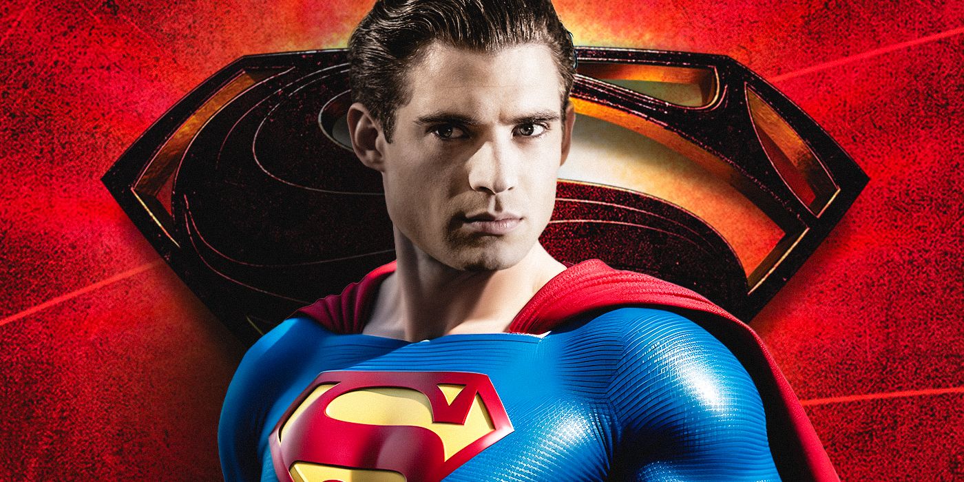 Custom image of David Corenswet as Superman with the hero's logo behind him