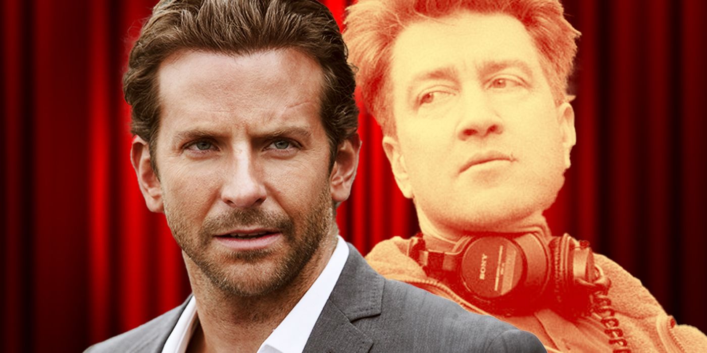 Custom image of Bradley Cooper and David Lynch against a red background