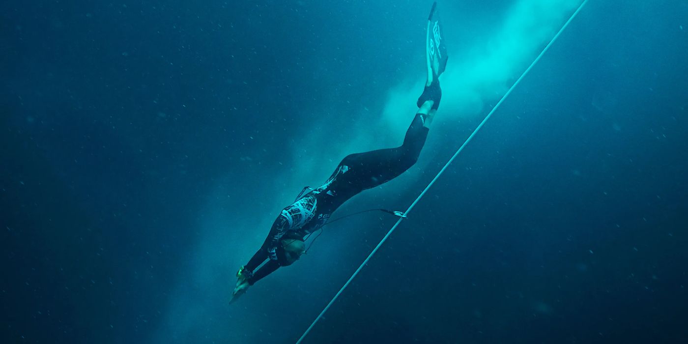 Alessia Zecchini free diving in the documentary The Deepest Breath