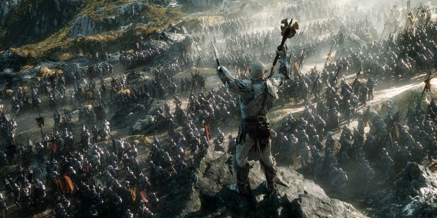 Azog commanding his orcs at the Battle of the Five Armies
