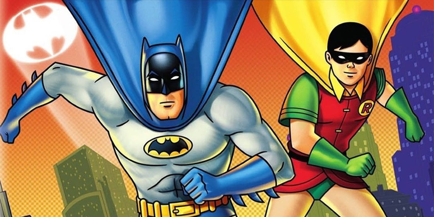 Batman (voiced by Adam West) and Robin (voiced by Burt Ward) on a cropped photo of The New Adventures of Batman poster