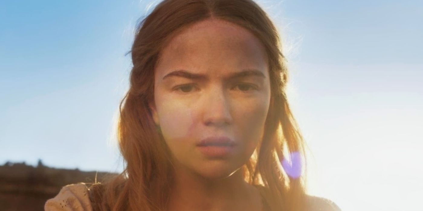 Ceara Coveney backlit by the sun in the Season 2 finale of Wheel of Time