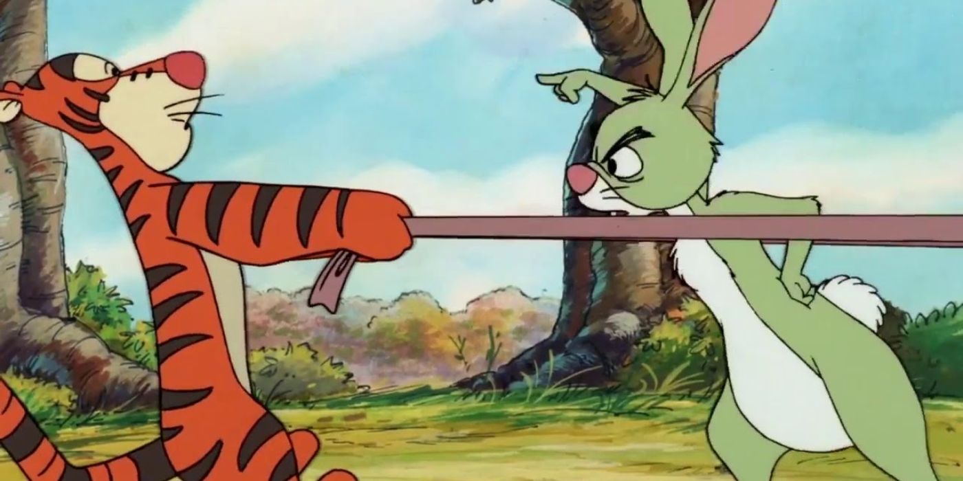 Tigger and Rabbit fighting in The New Adventures of Winnie the Pooh