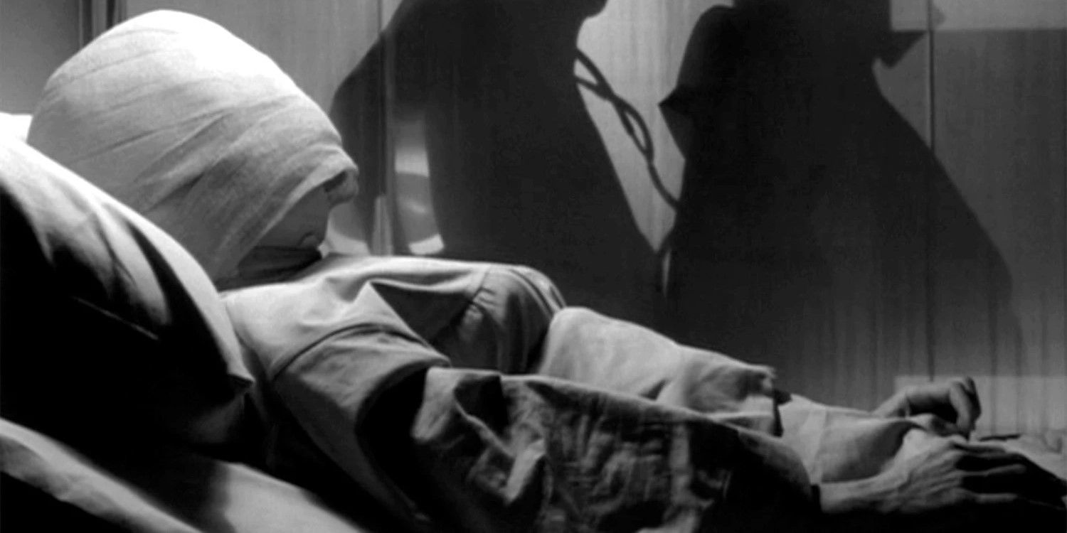 Woman lying in hospital bed with bandages on her face in The Twilight Zone