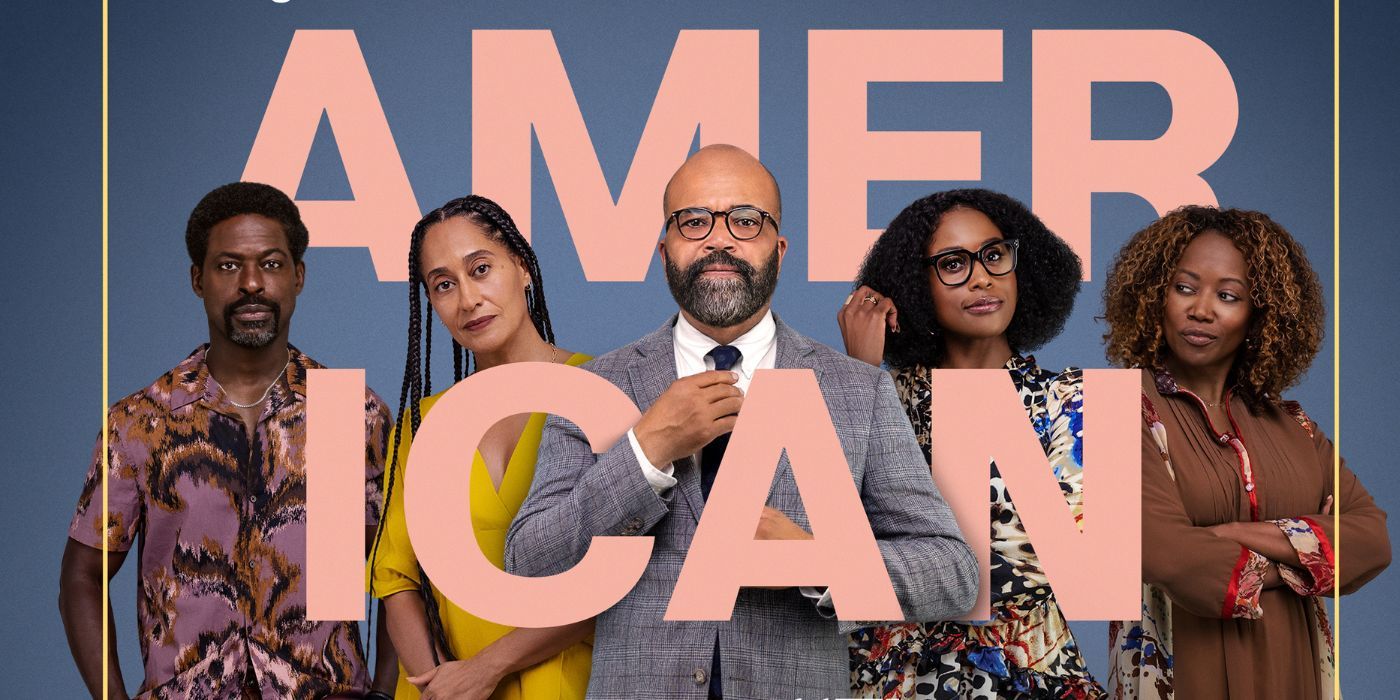 Sterling K. Brown, Tracee Ellis Ross, Jeffrey Wright, Issa Rae, and Erika Alexander on the poster for American Fiction