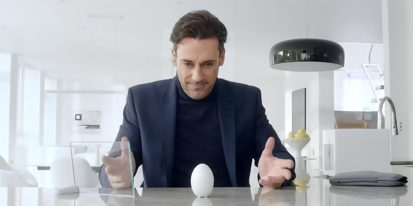 Jon Hamm sitting in front of a digital egg in the Black Mirror episode 