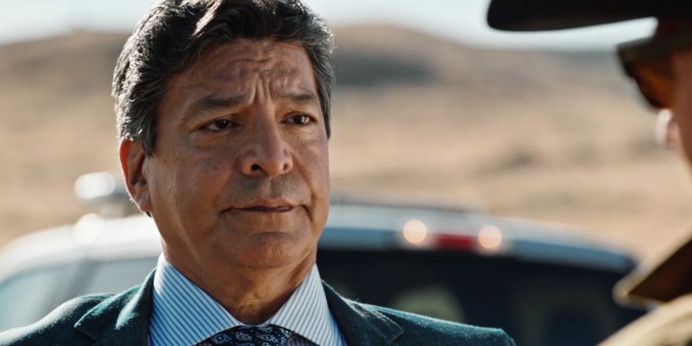 Chief Thomas Rainwater (Gil Birmingham) argues with John Dutton (Kevin Costner) on 'Yellowstone'