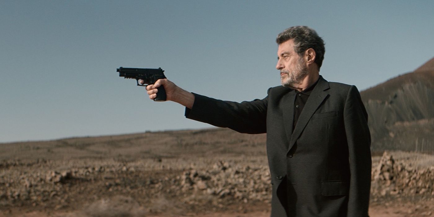 Ian McShane as the assassin Wilson in American Star
