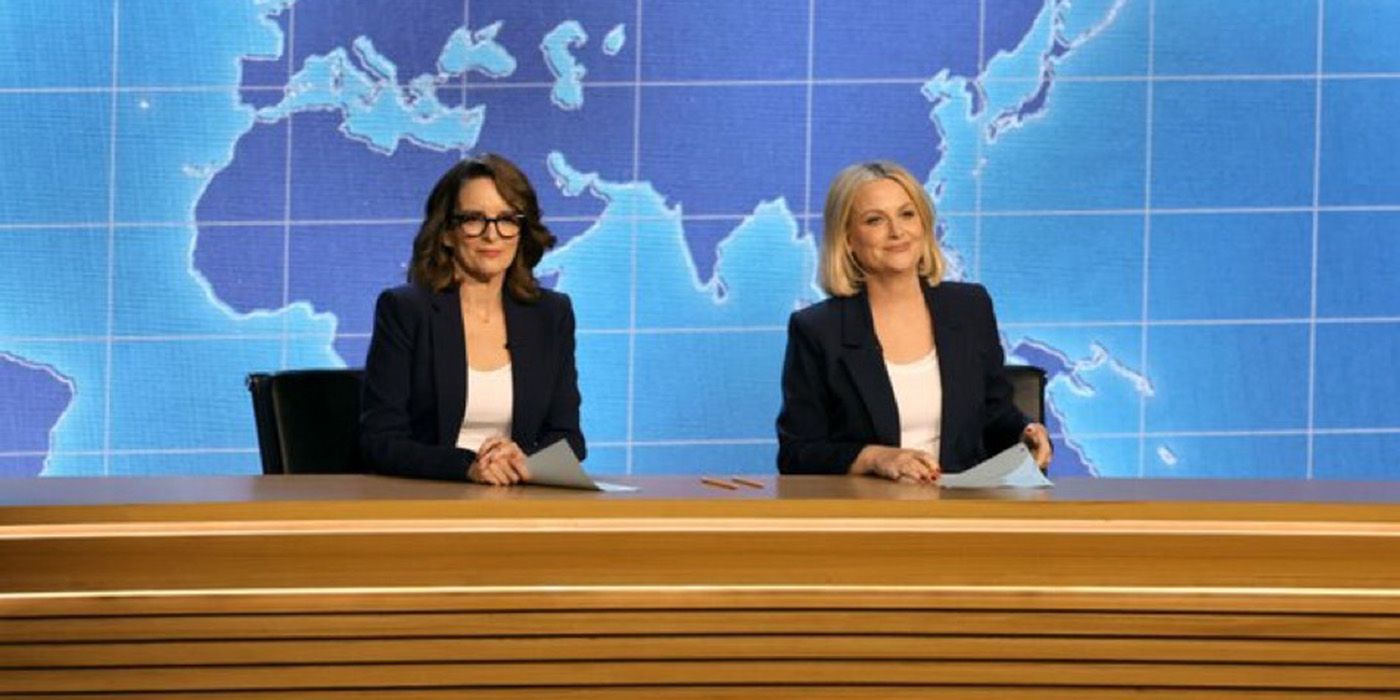 Tina Fey and Amy Poehler doing Weekend Update at the Emmys