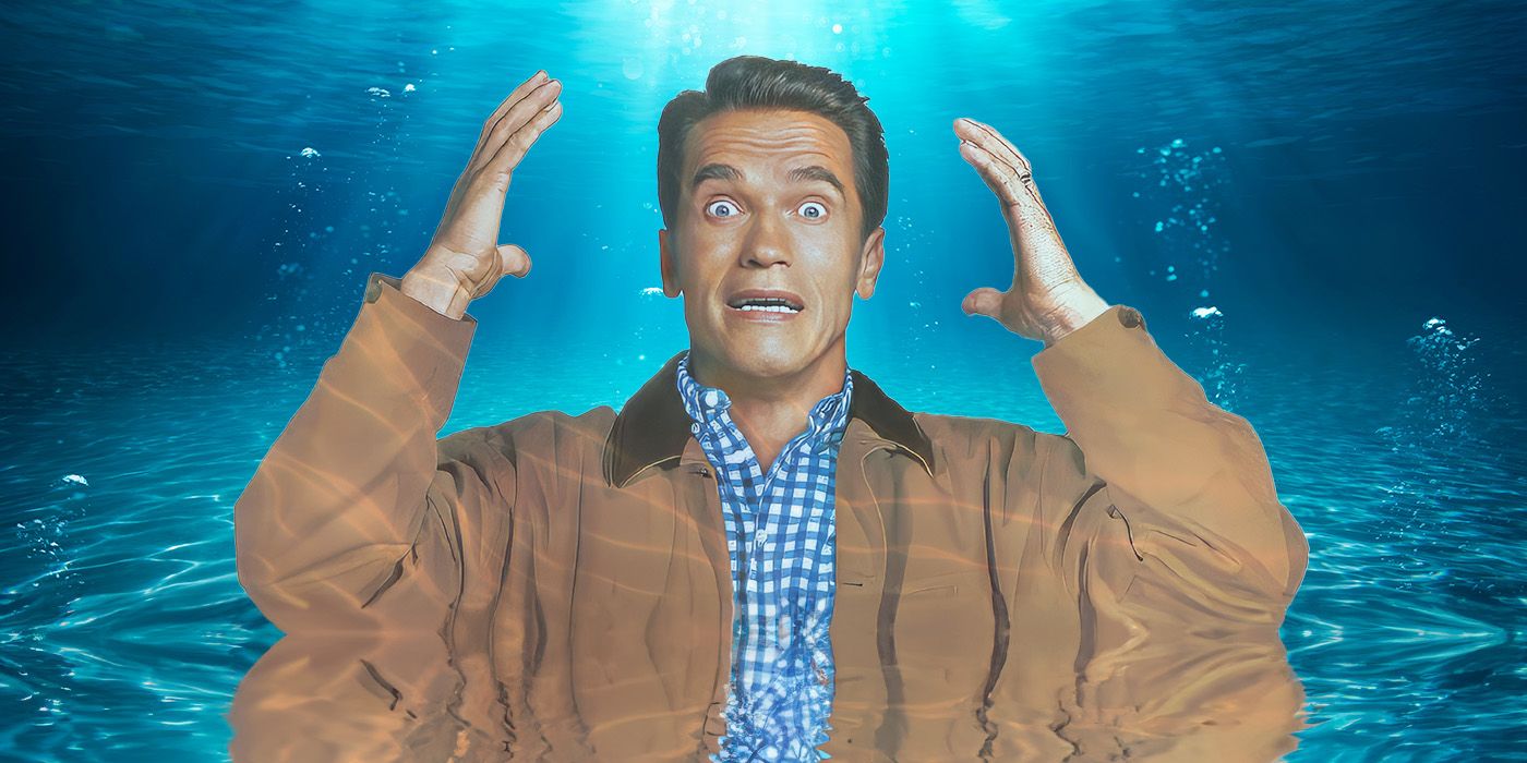 A custom image of Arnold Schwarzenegger with his hands up underwater