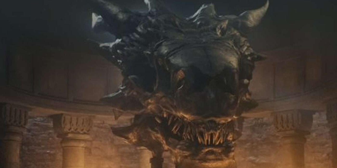 The skull of Balerion the Black Dread from House of the Dragon