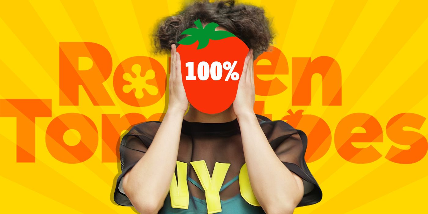 A custom image of Ilana from Broad City with her face covered by a tomato and the text 'Rotten Tomatoes' in the background