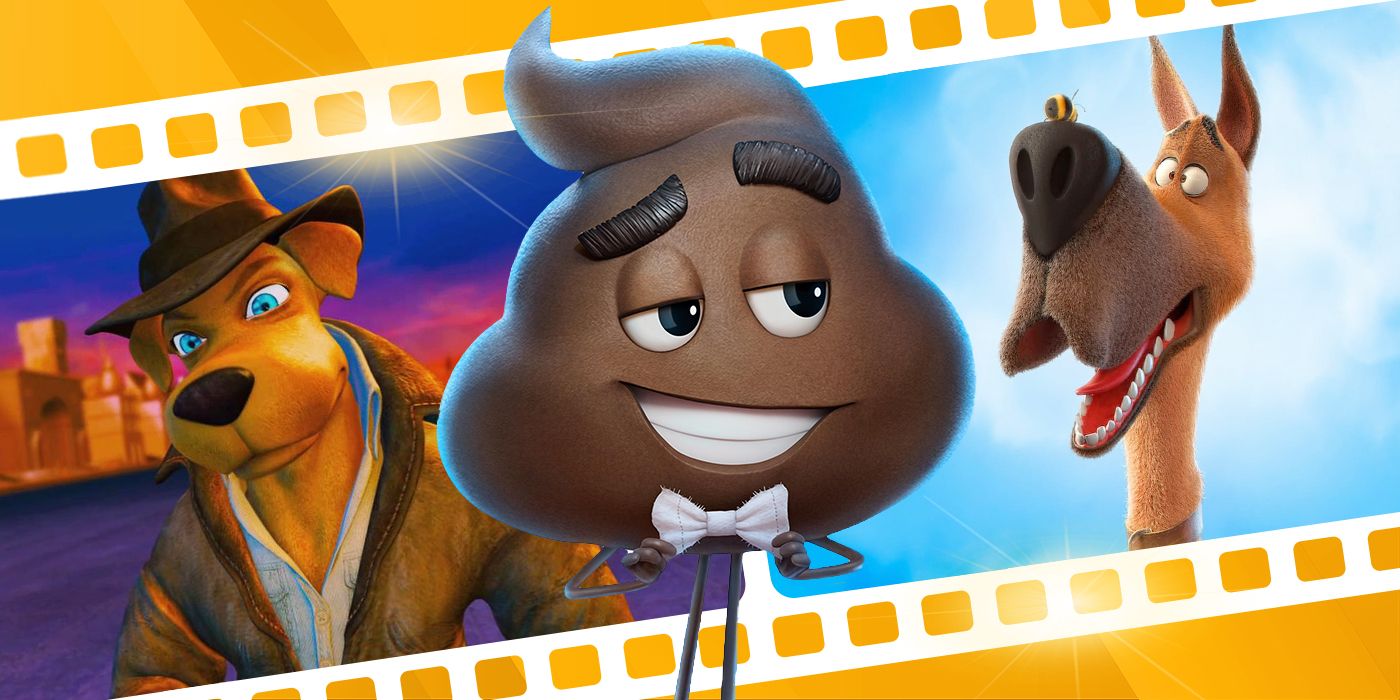 Characters from Foodfight!, The Emoji Movie, and Marmaduke