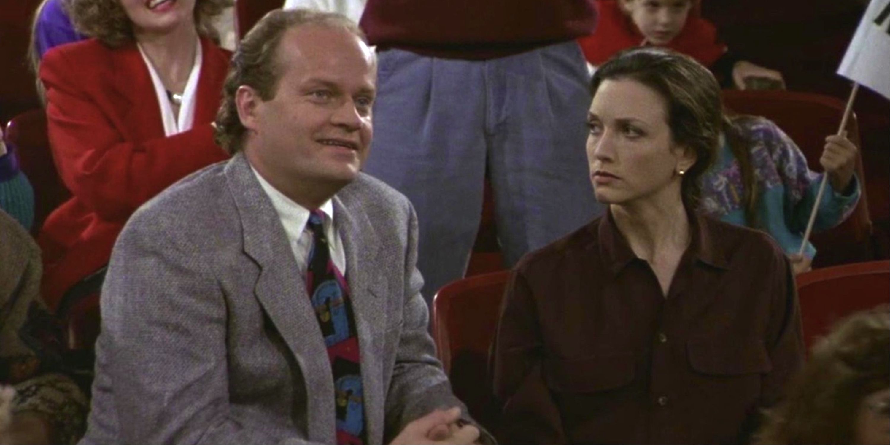 Kelsie Grammer and Bebe Neuwirth talking in Cheers