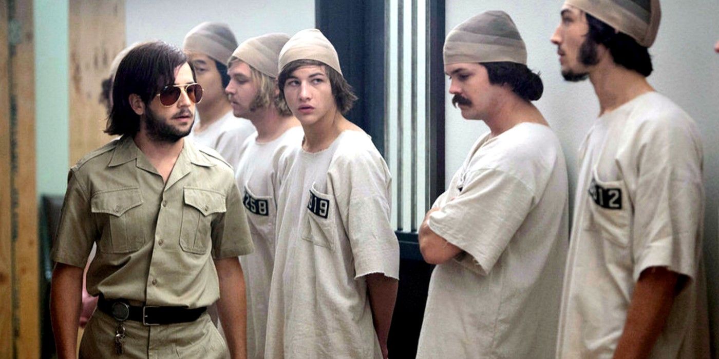 Guard Christopher Archer (Michael Angarano) inspects the students in 'The Stanford Prison Experiment'