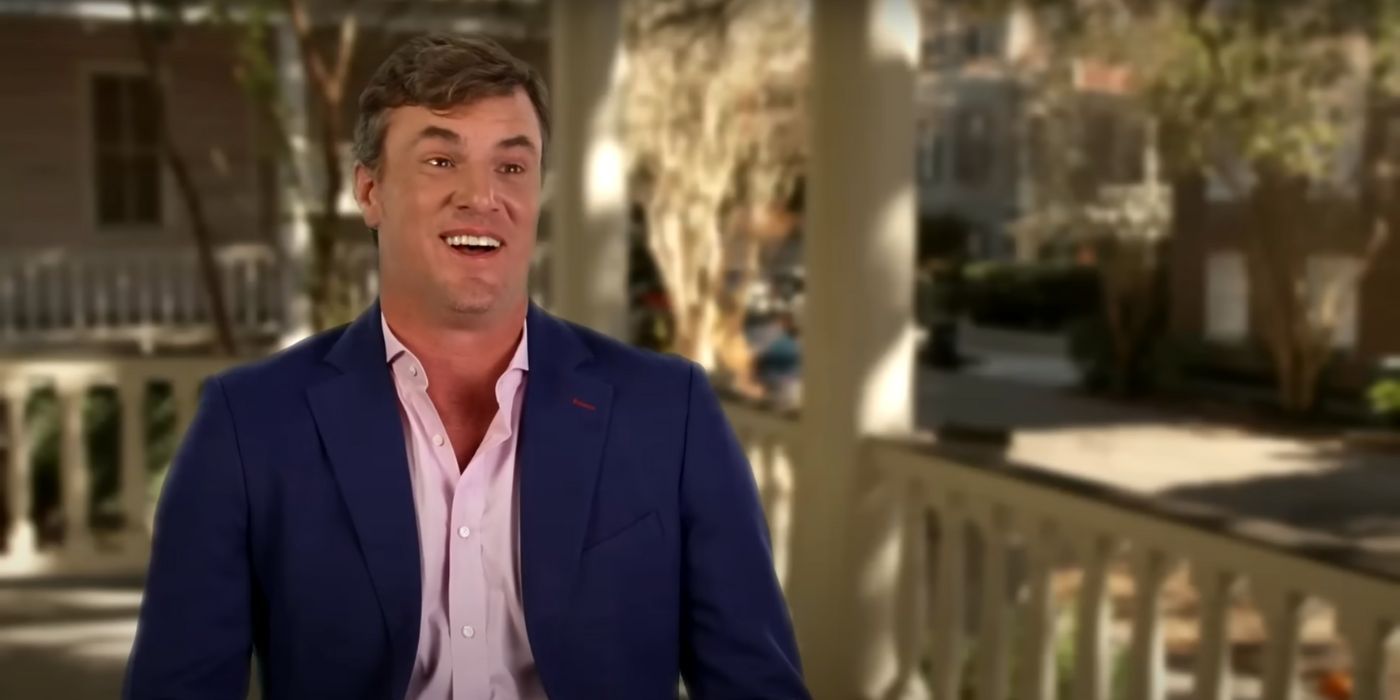 Shep Rose in Season 9 of Southern Charm smiling during an aside interview.