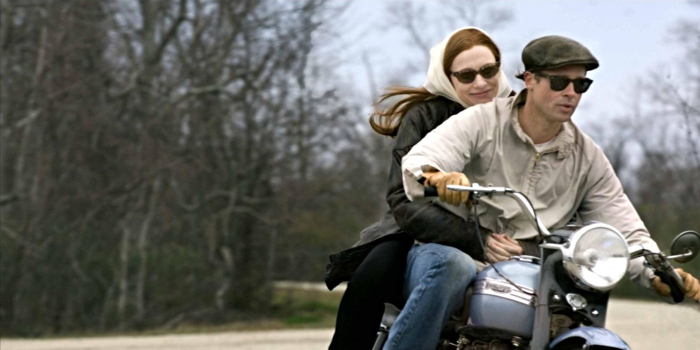 Daisy riding with Benjamin Button (Brad Pitt) on his bike Benjamin Button