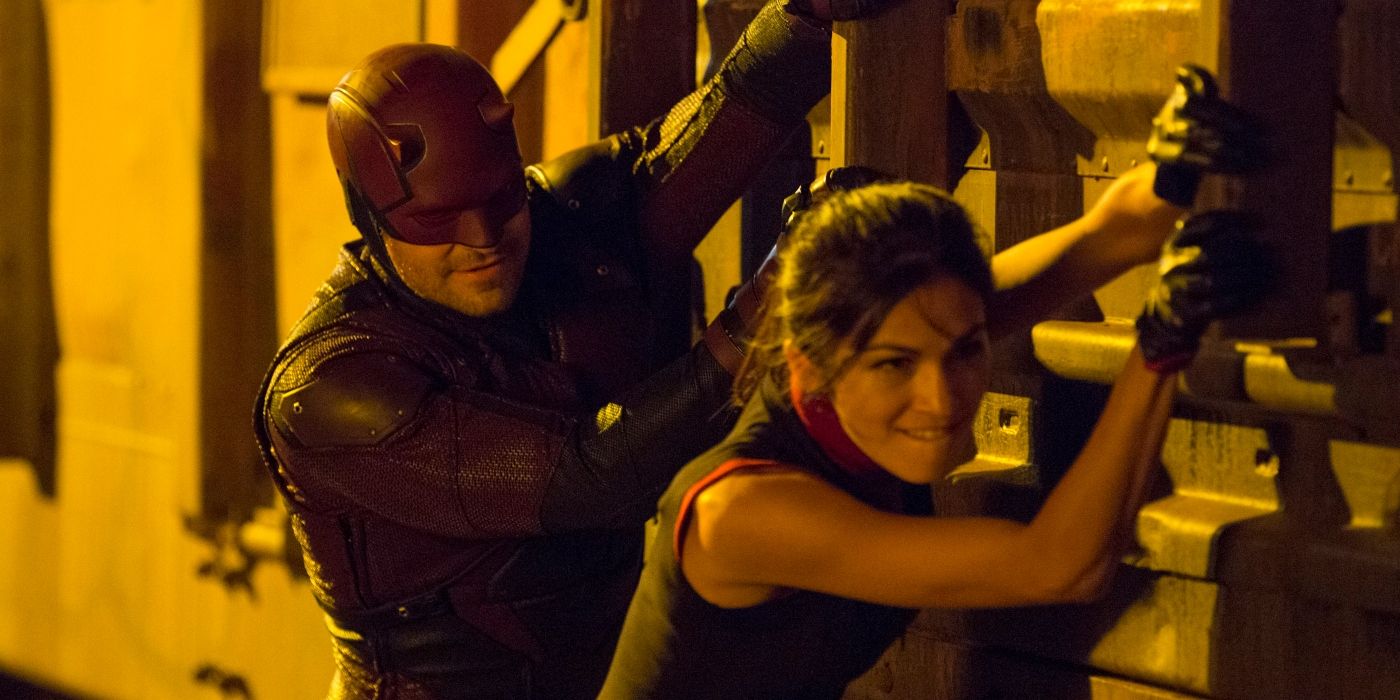 Charlie Cox and Elodie Yung in Daredevil