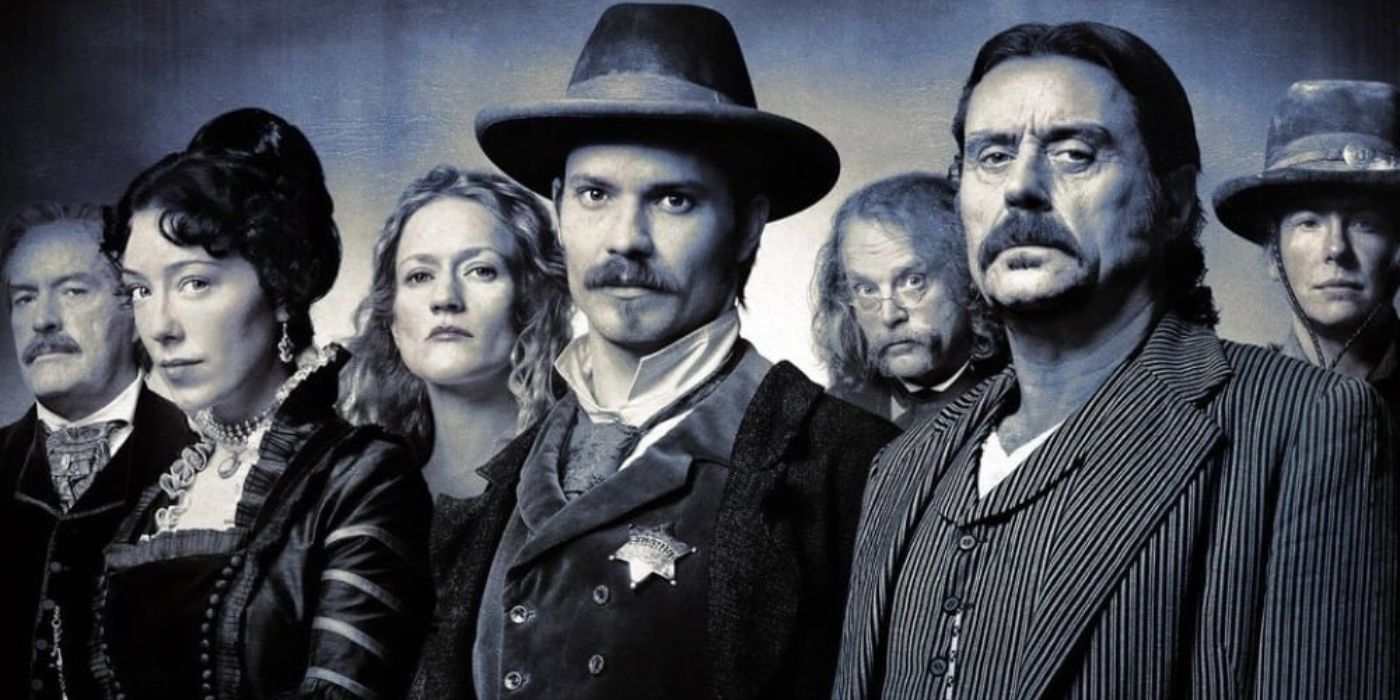 The Deadwood cast in a poster for the series