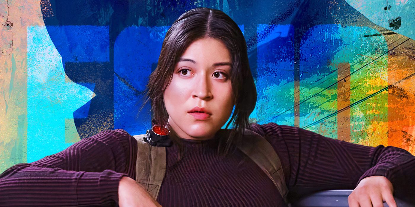 Alaqua Cox as Maya Lopez in Marvel's Echo with a stylized Echo background