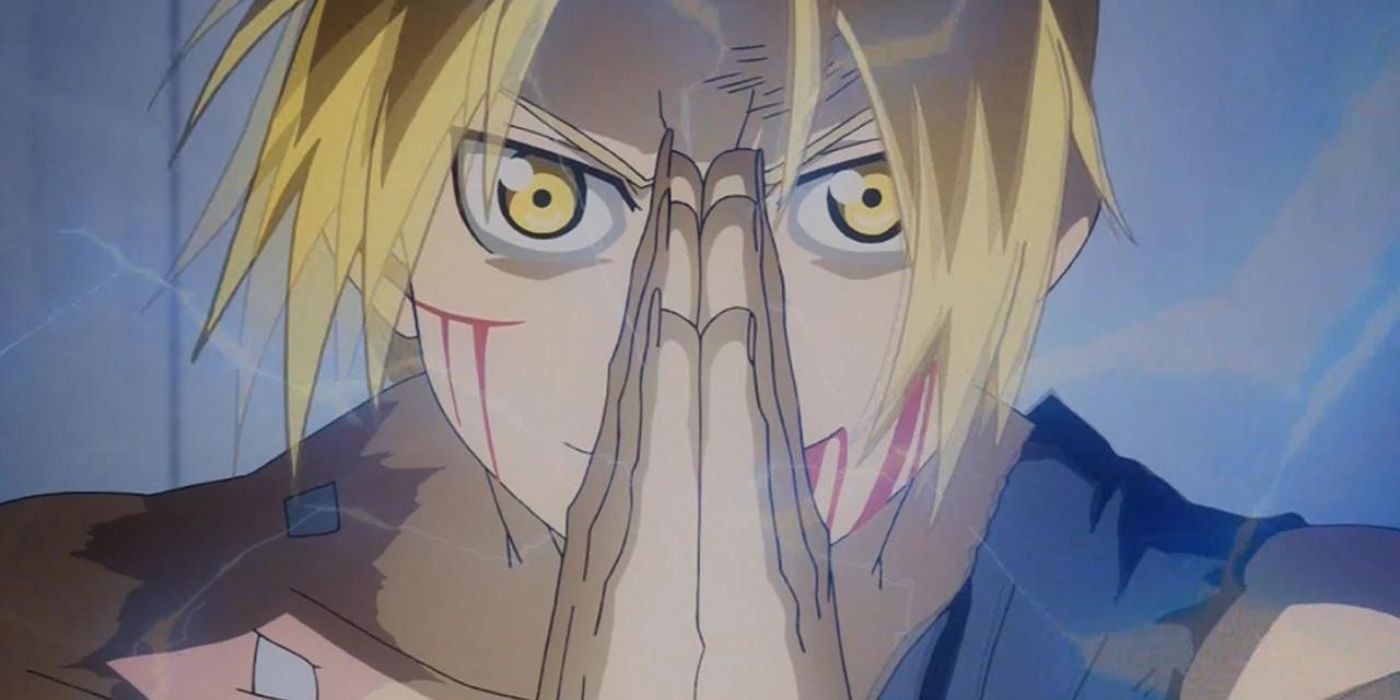 Edward Elric prepares to use Alchemy with a new arm in Fullmetal Alchemist: Brotherhood