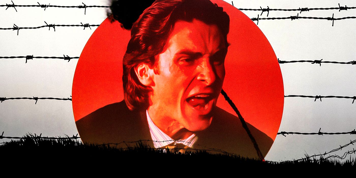 Custom image of Christian Bale against an Empire of the Sun-themed background